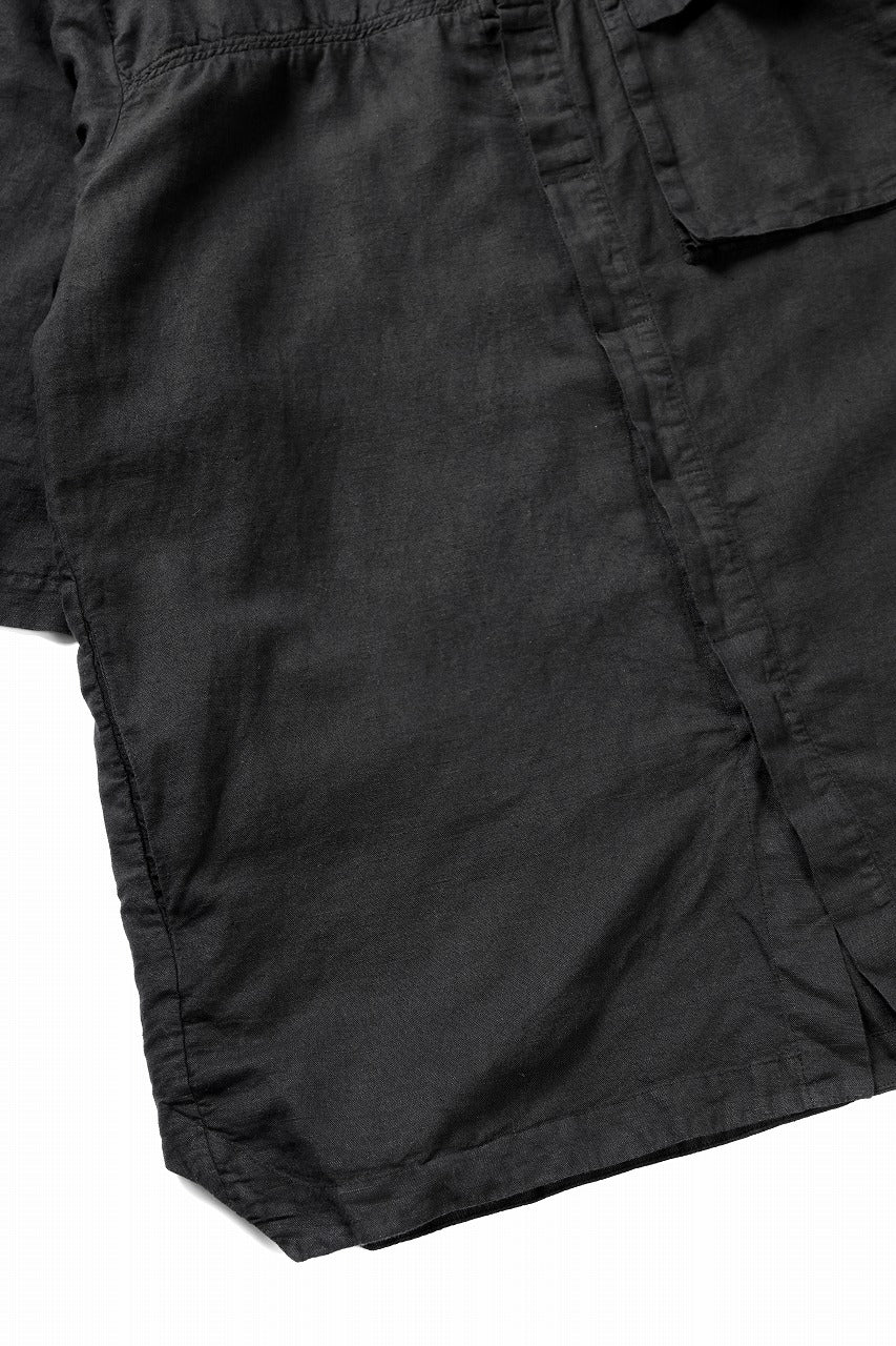 thom/krom HALF SLEEVE SHIRT / WASHED LINEN-COTTON (BLACK) - Image 8