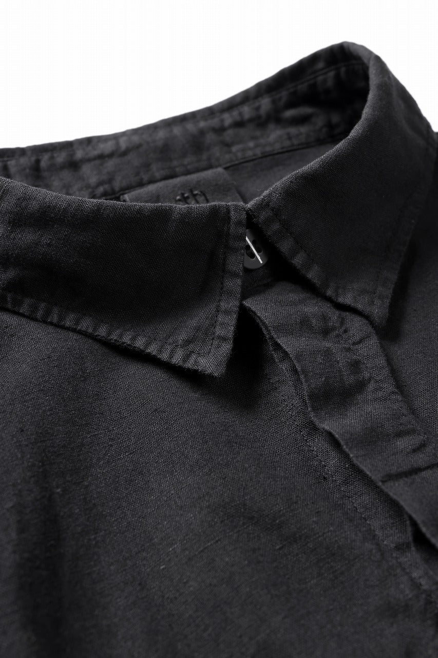 thom/krom HALF SLEEVE SHIRT / WASHED LINEN-COTTON (BLACK) - Image 9