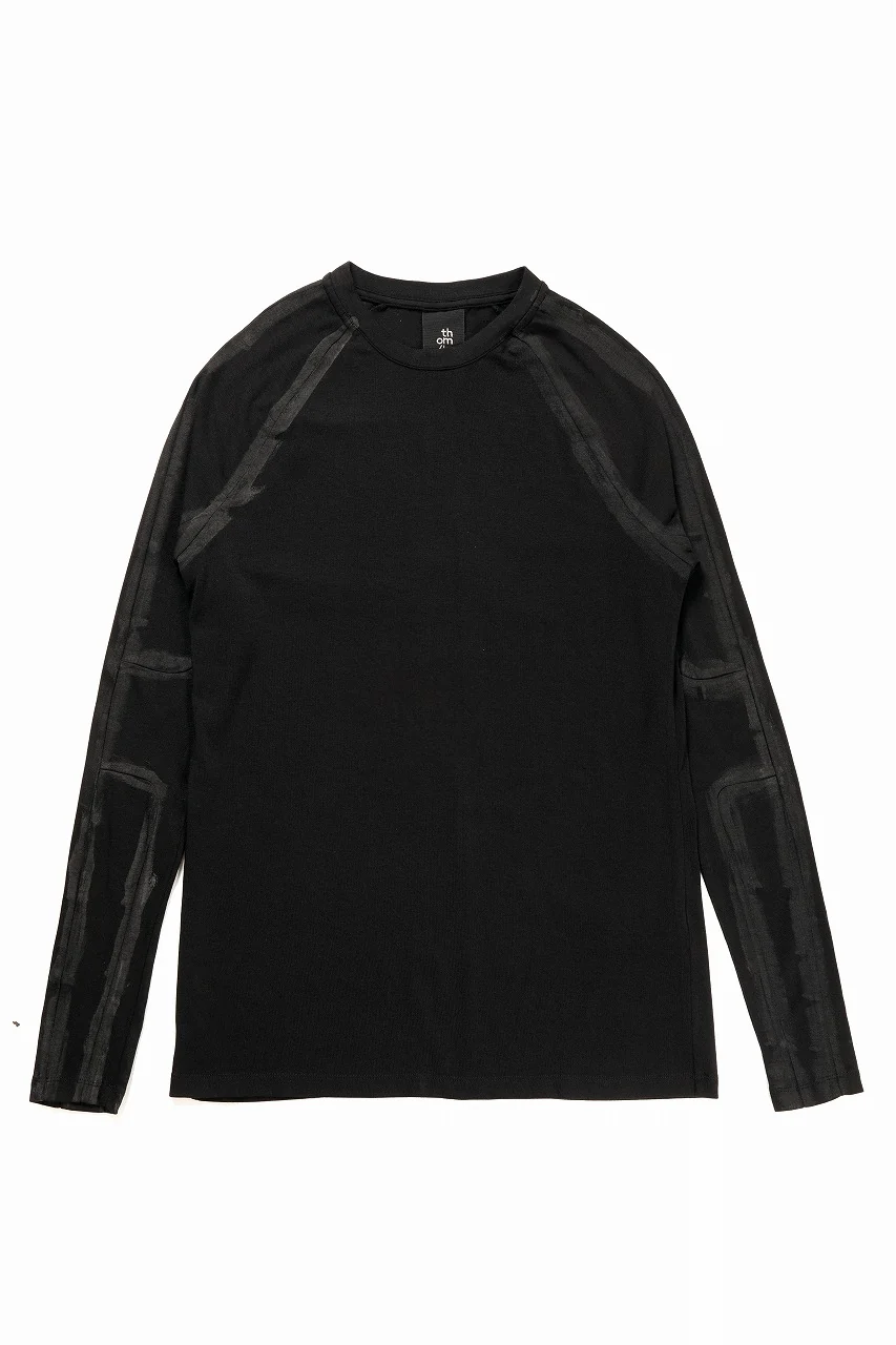 thom/krom HAND PAINTED LONG SLEEVE T-SHIRT / SOFT FLUFFY JERSEY (BLACK)