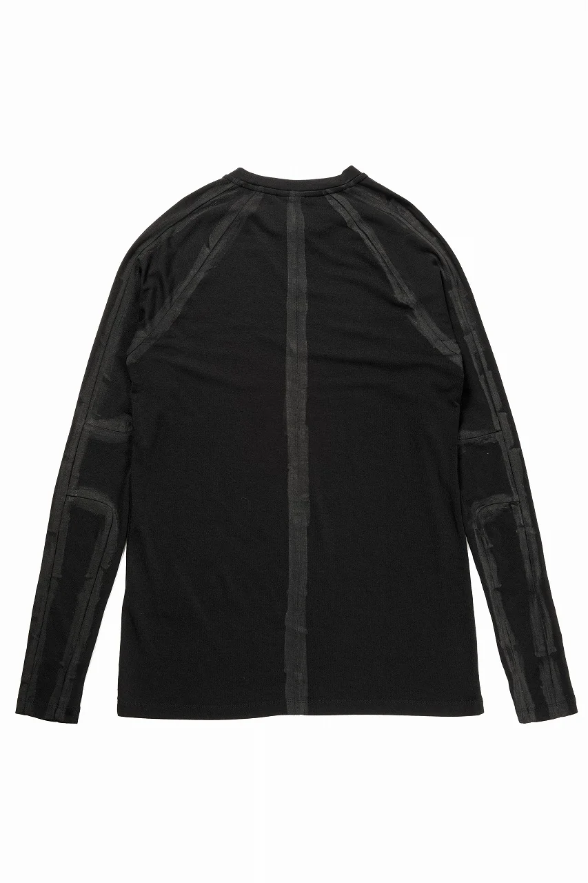 thom/krom HAND PAINTED LONG SLEEVE T-SHIRT / SOFT FLUFFY JERSEY (BLACK) - Image 3