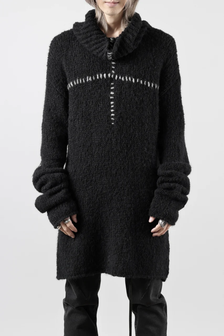 thom/krom HIGH COLLAR KNIT PULLOVER / ALPACA WOOL (BLACK) - Image 2