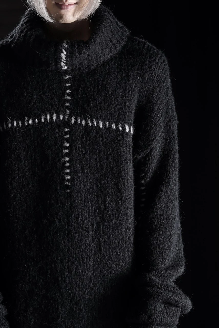 thom/krom HIGH COLLAR KNIT PULLOVER / ALPACA WOOL (BLACK) - Image 21