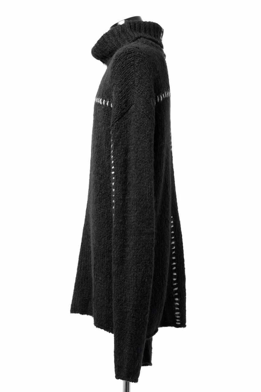thom/krom HIGH COLLAR KNIT PULLOVER / ALPACA WOOL (BLACK) - Image 3