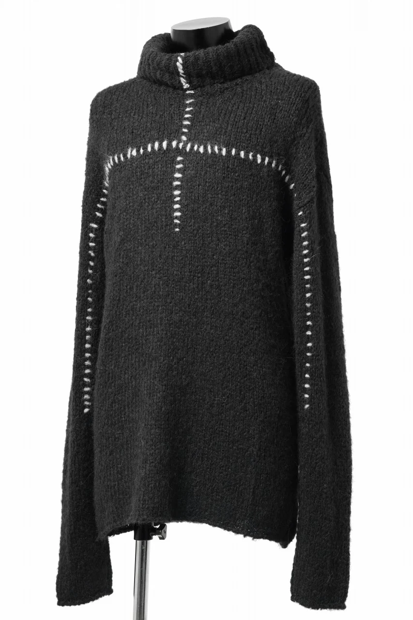 thom/krom HIGH COLLAR KNIT PULLOVER / ALPACA WOOL (BLACK) - Image 4