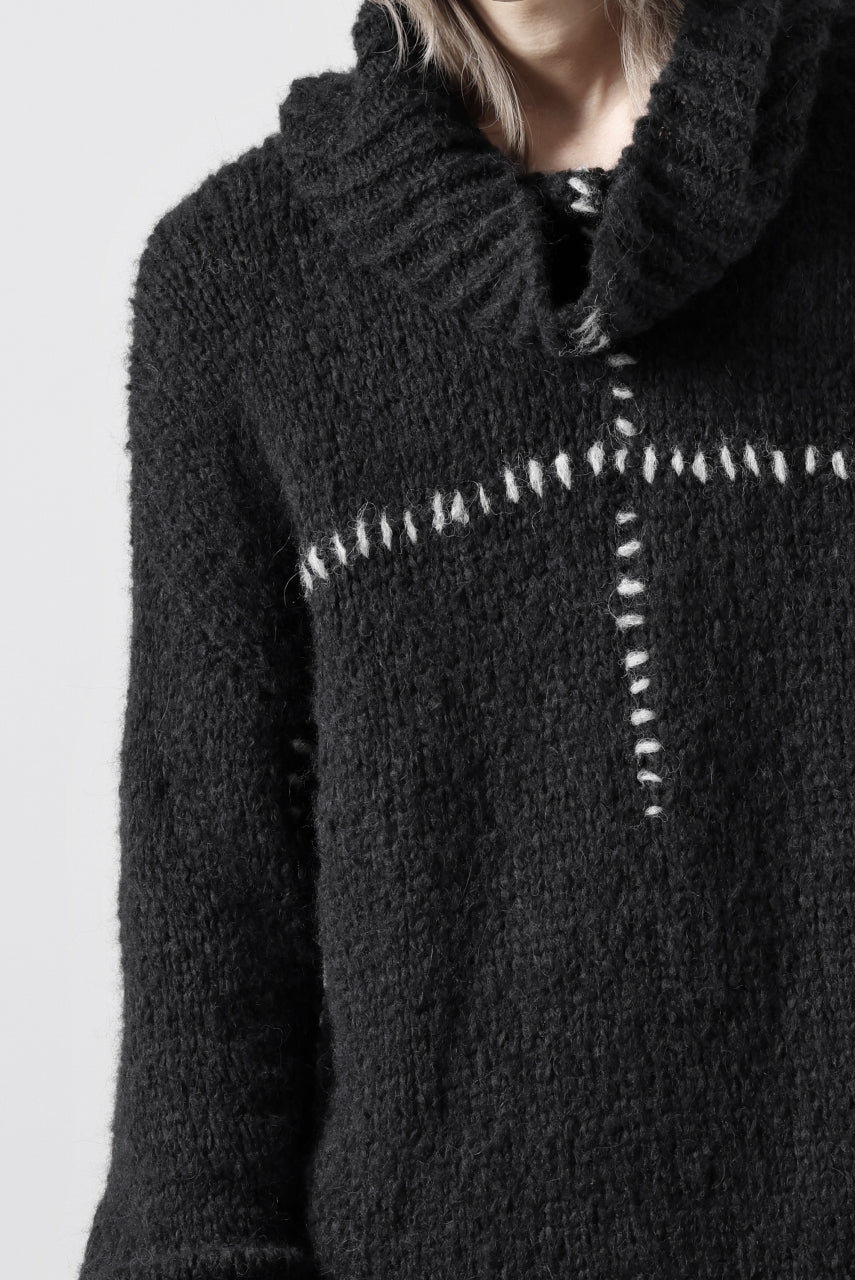 thom/krom HIGH COLLAR KNIT PULLOVER / ALPACA WOOL (BLACK) - Image 42