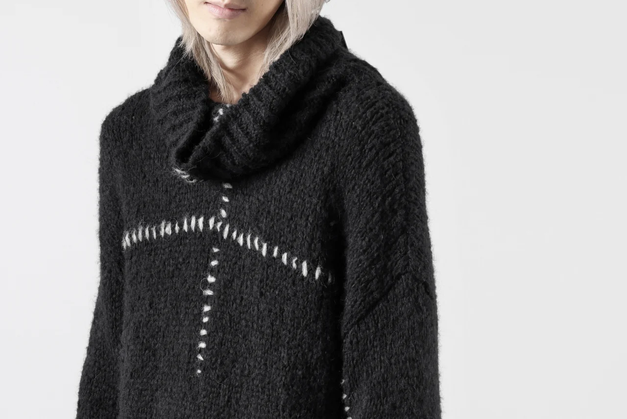 thom/krom HIGH COLLAR KNIT PULLOVER / ALPACA WOOL (BLACK) - Image 46