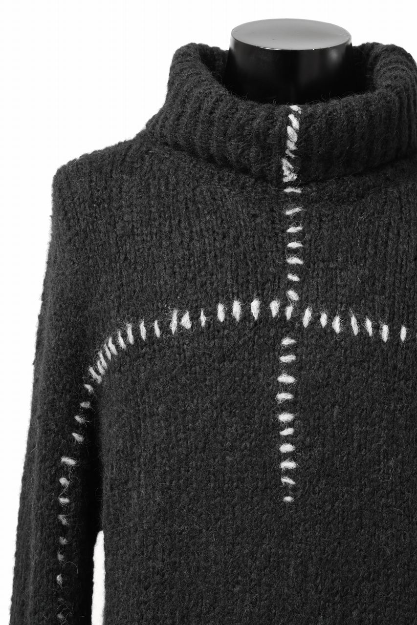 thom/krom HIGH COLLAR KNIT PULLOVER / ALPACA WOOL (BLACK) - Image 7