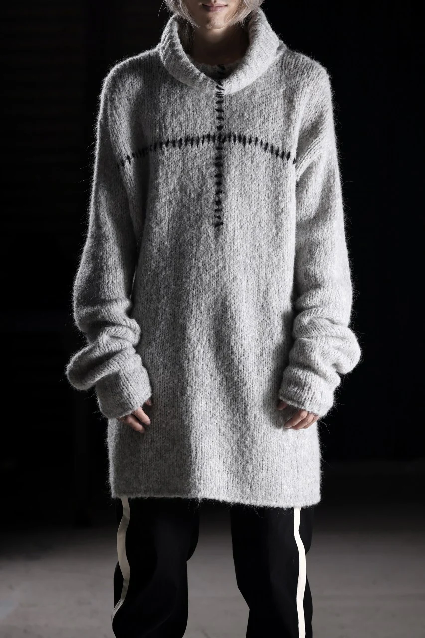 thom/krom HIGH COLLAR KNIT PULLOVER / ALPACA WOOL (LIGHT GREY) - Image 14