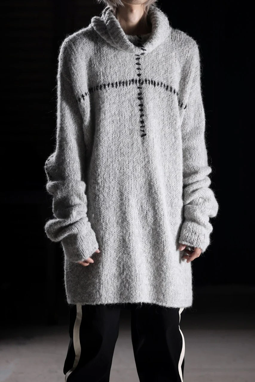 thom/krom HIGH COLLAR KNIT PULLOVER / ALPACA WOOL (LIGHT GREY) - Image 15