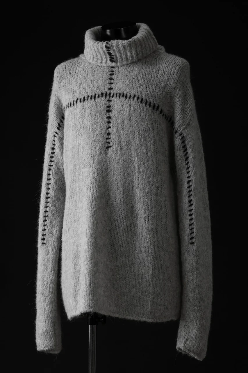 thom/krom HIGH COLLAR KNIT PULLOVER / ALPACA WOOL (LIGHT GREY) - Image 2