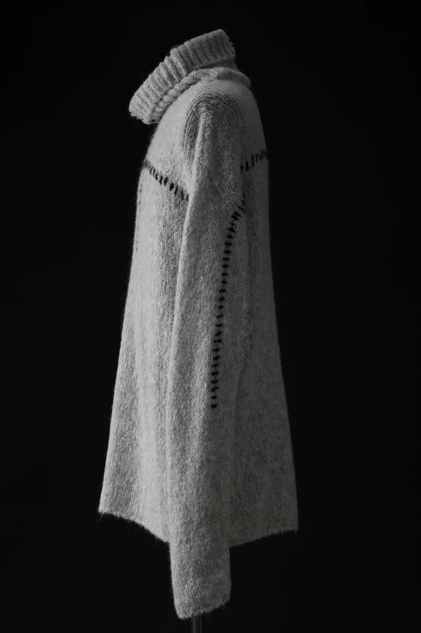 thom/krom HIGH COLLAR KNIT PULLOVER / ALPACA WOOL (LIGHT GREY) - Image 3