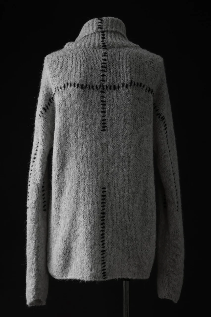 thom/krom HIGH COLLAR KNIT PULLOVER / ALPACA WOOL (LIGHT GREY) - Image 4