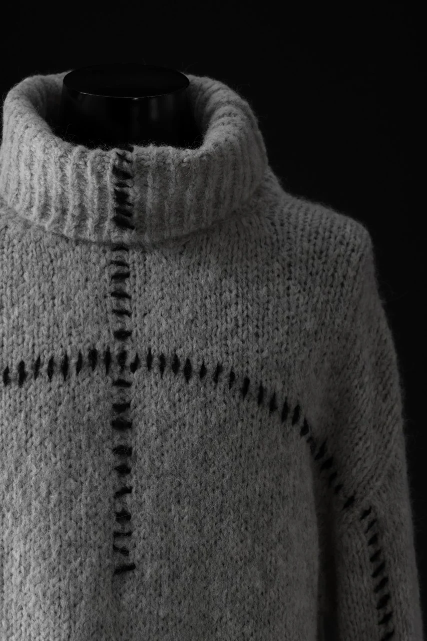 thom/krom HIGH COLLAR KNIT PULLOVER / ALPACA WOOL (LIGHT GREY) - Image 5