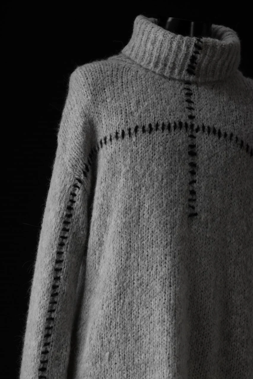 thom/krom HIGH COLLAR KNIT PULLOVER / ALPACA WOOL (LIGHT GREY) - Image 7
