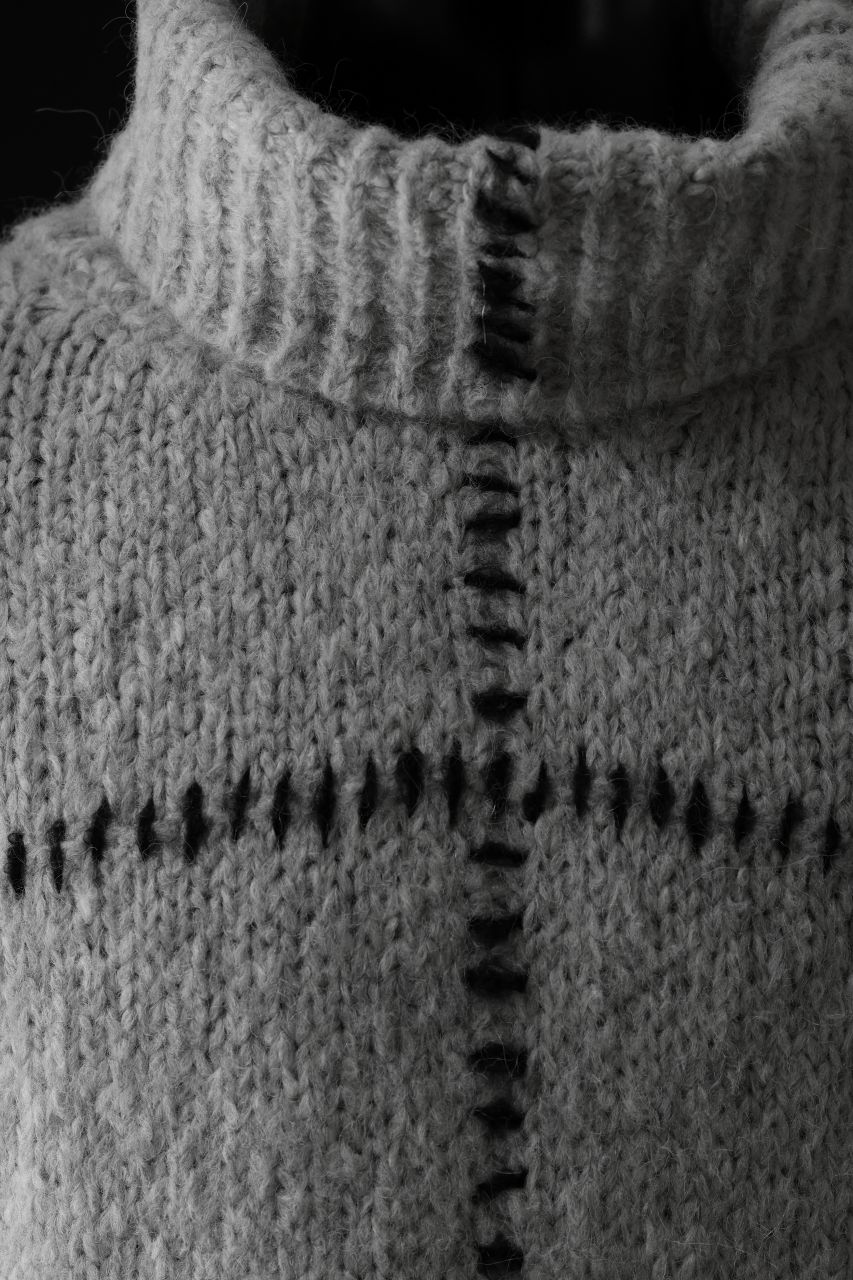 thom/krom HIGH COLLAR KNIT PULLOVER / ALPACA WOOL (LIGHT GREY) - Image 9