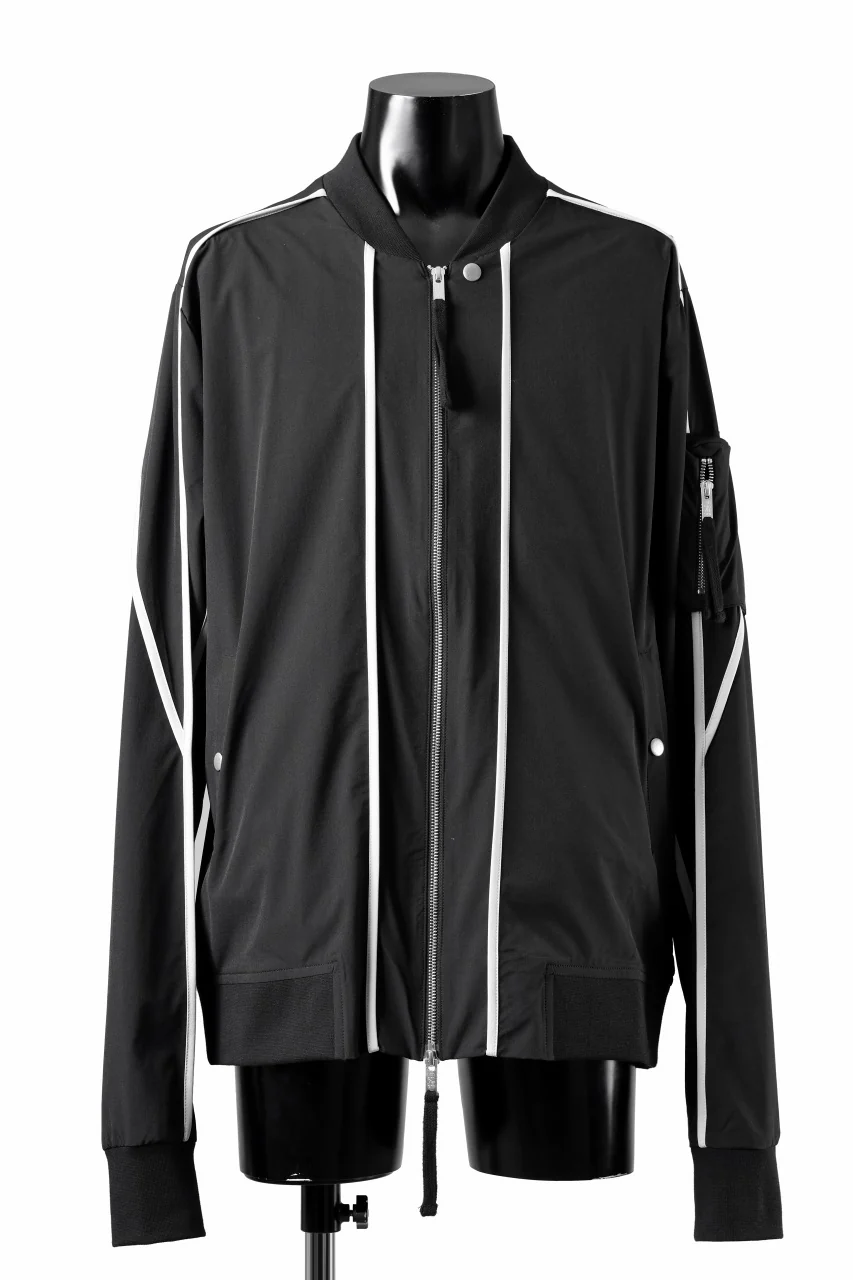 thom/krom MA-1 JACKET / ELASTIC NYLON + REFLECTION PIPING (BLACK)