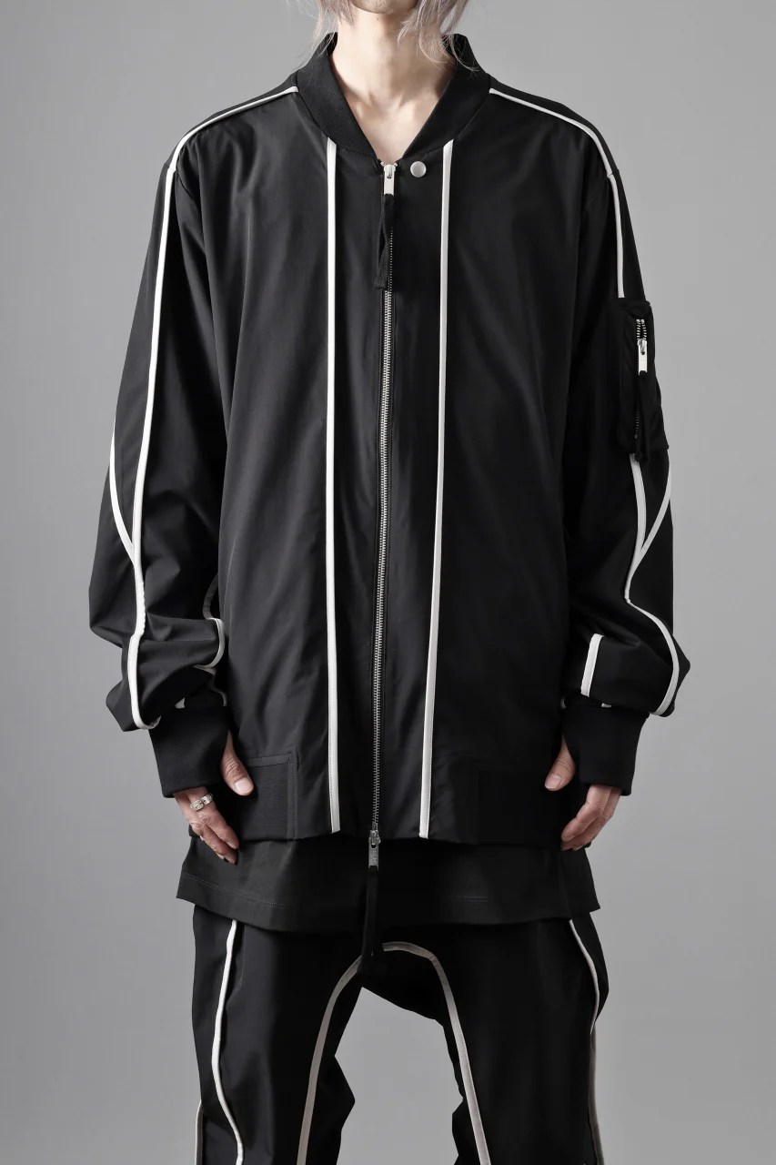 thom/krom MA-1 JACKET / ELASTIC NYLON + REFLECTION PIPING (BLACK) - Image 16