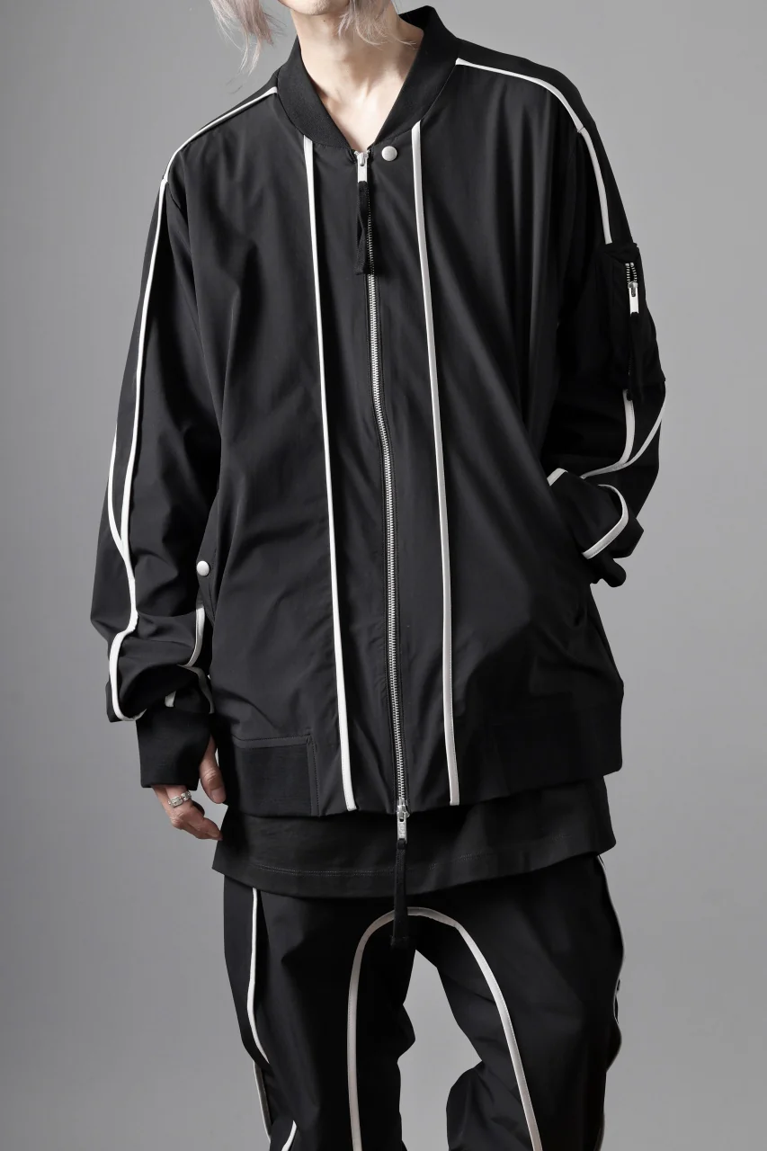 thom/krom MA-1 JACKET / ELASTIC NYLON + REFLECTION PIPING (BLACK) - Image 19