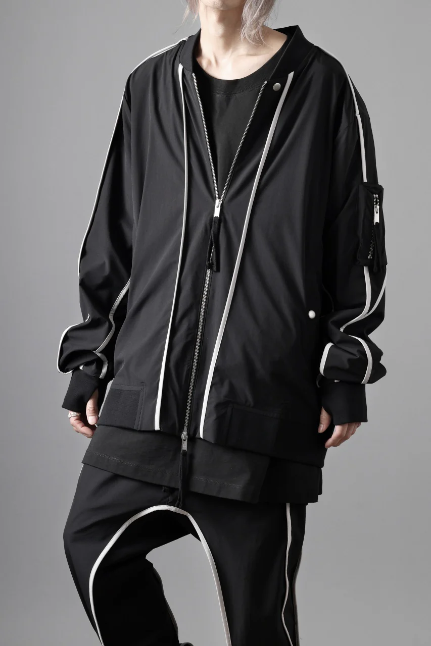 thom/krom MA-1 JACKET / ELASTIC NYLON + REFLECTION PIPING (BLACK) - Image 21
