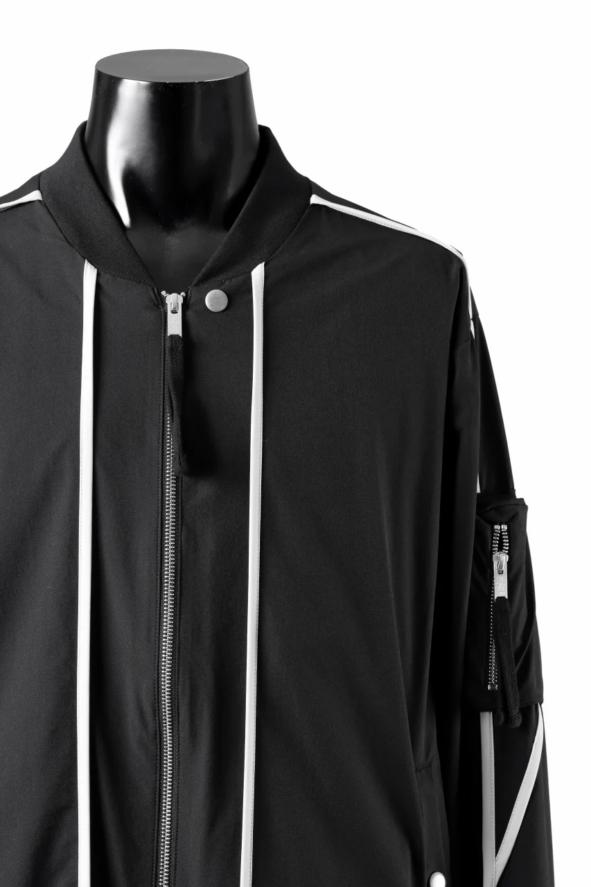 thom/krom MA-1 JACKET / ELASTIC NYLON + REFLECTION PIPING (BLACK) - Image 5