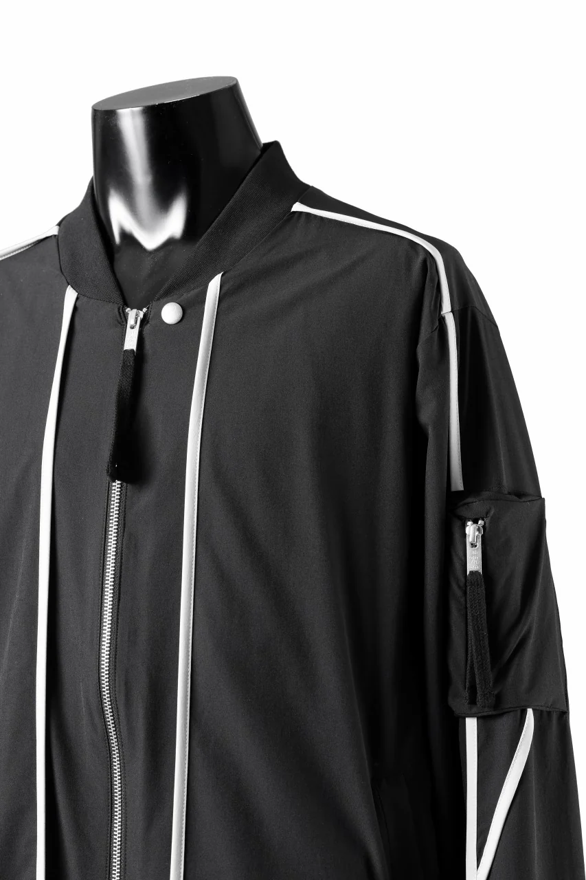 thom/krom MA-1 JACKET / ELASTIC NYLON + REFLECTION PIPING (BLACK) - Image 9