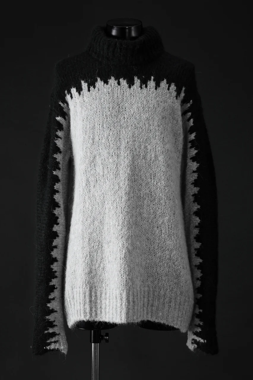thom/krom MOCK NECK KNIT PULLOVER / ALPACA WOOL (BLACK x GREY)