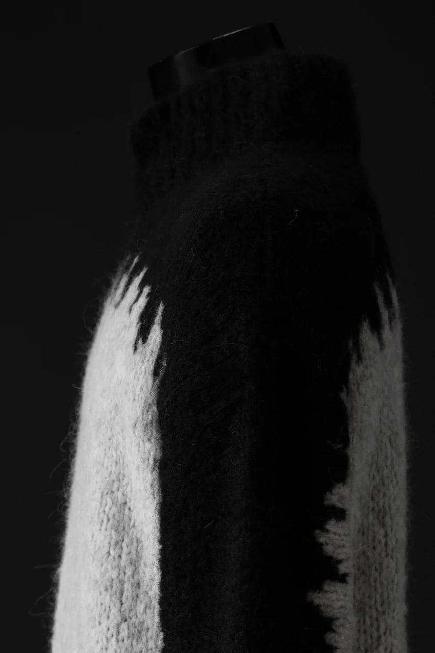thom/krom MOCK NECK KNIT PULLOVER / ALPACA WOOL (BLACK x GREY) - Image 12