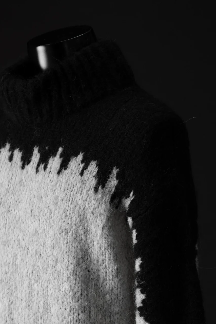 thom/krom MOCK NECK KNIT PULLOVER / ALPACA WOOL (BLACK x GREY) - Image 13