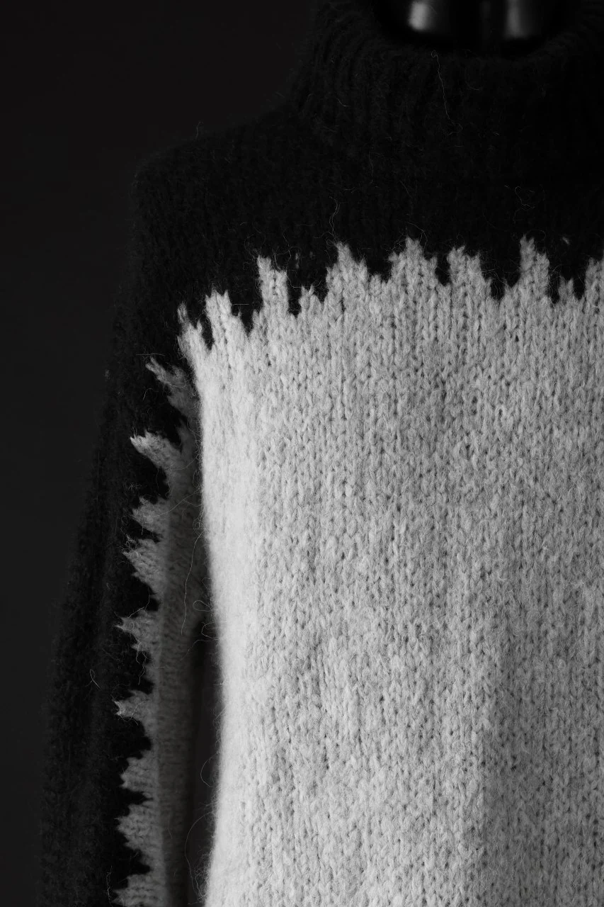 thom/krom MOCK NECK KNIT PULLOVER / ALPACA WOOL (BLACK x GREY) - Image 14