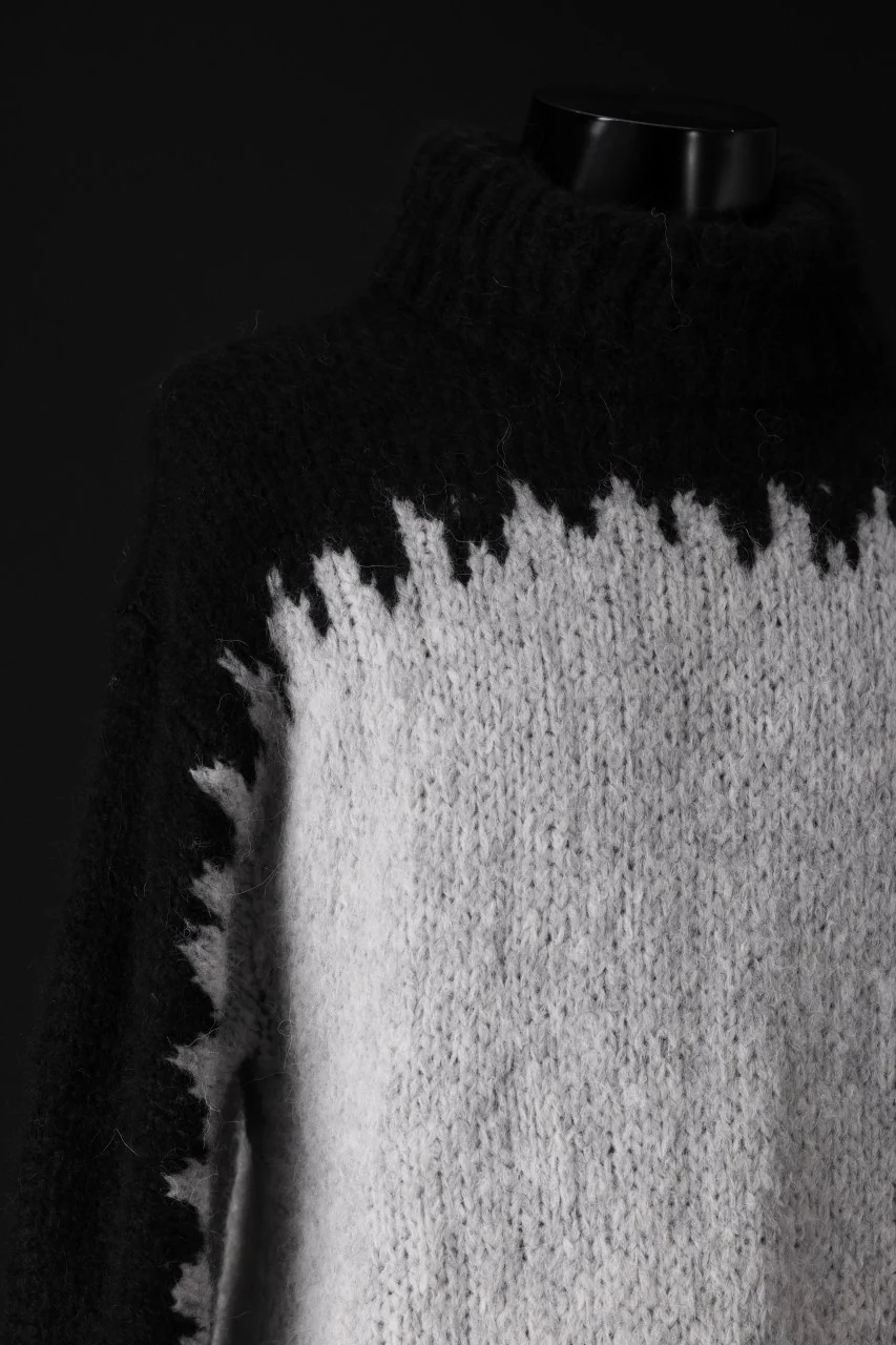 thom/krom MOCK NECK KNIT PULLOVER / ALPACA WOOL (BLACK x GREY) - Image 18