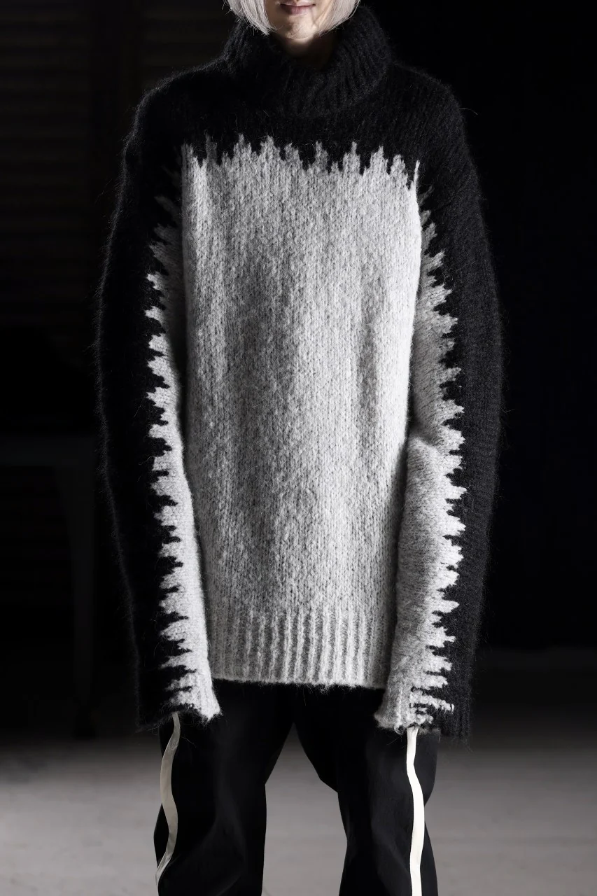 thom/krom MOCK NECK KNIT PULLOVER / ALPACA WOOL (BLACK x GREY) - Image 21