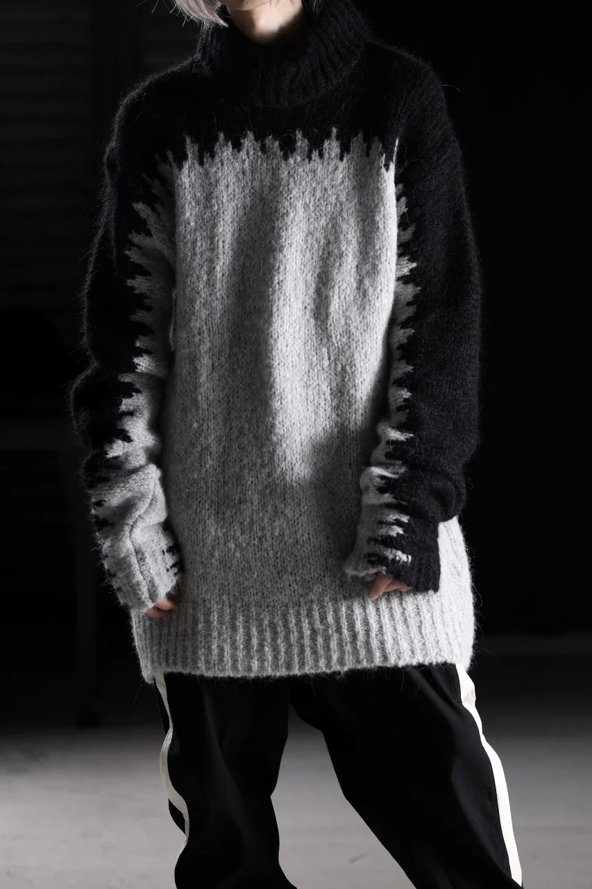 thom/krom MOCK NECK KNIT PULLOVER / ALPACA WOOL (BLACK x GREY) - Image 22