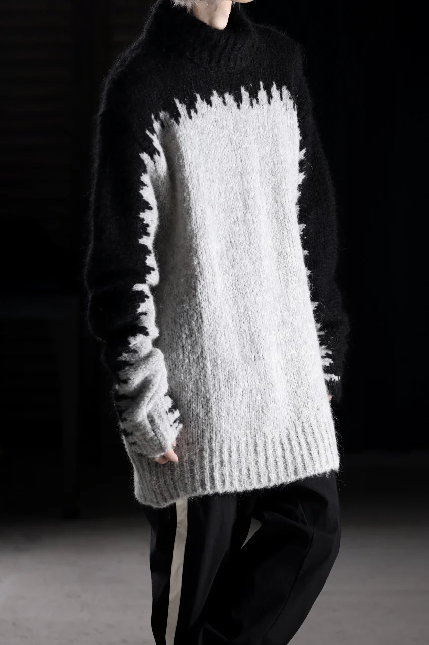 thom/krom MOCK NECK KNIT PULLOVER / ALPACA WOOL (BLACK x GREY) - Image 23