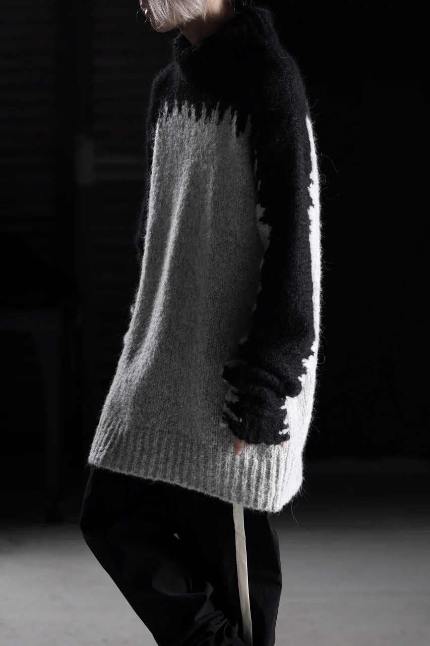 thom/krom MOCK NECK KNIT PULLOVER / ALPACA WOOL (BLACK x GREY) - Image 24