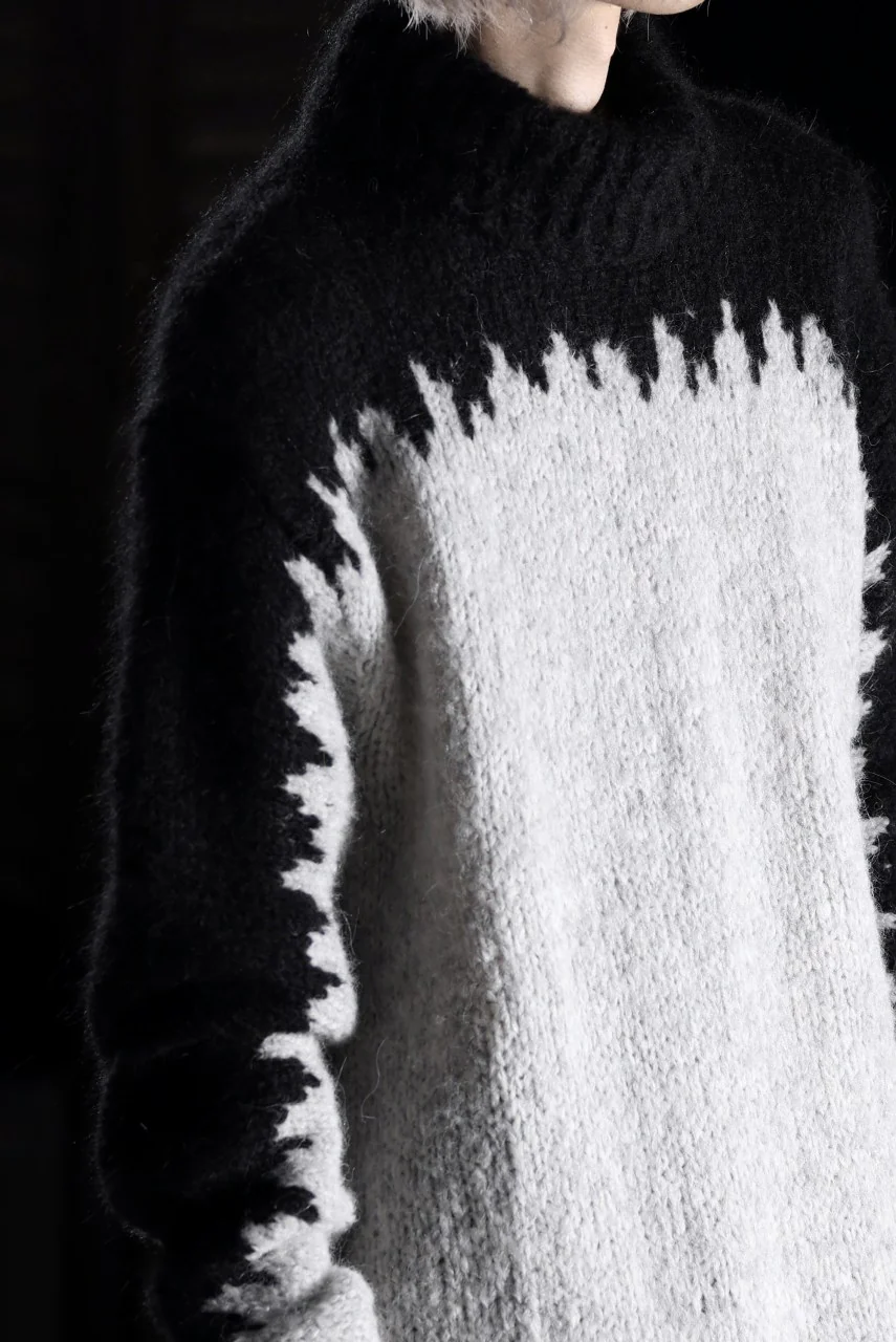 thom/krom MOCK NECK KNIT PULLOVER / ALPACA WOOL (BLACK x GREY) - Image 27