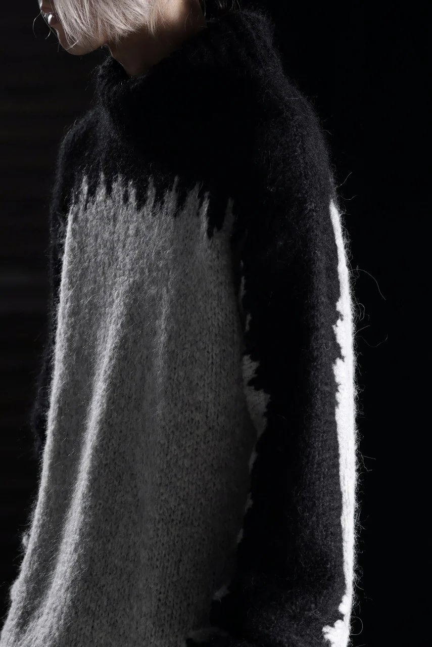 thom/krom MOCK NECK KNIT PULLOVER / ALPACA WOOL (BLACK x GREY) - Image 28