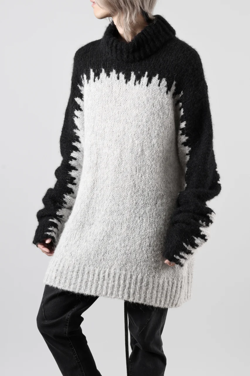 thom/krom MOCK NECK KNIT PULLOVER / ALPACA WOOL (BLACK x GREY) - Image 29
