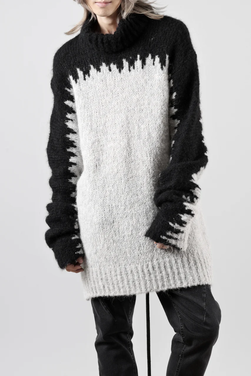 thom/krom MOCK NECK KNIT PULLOVER / ALPACA WOOL (BLACK x GREY) - Image 30