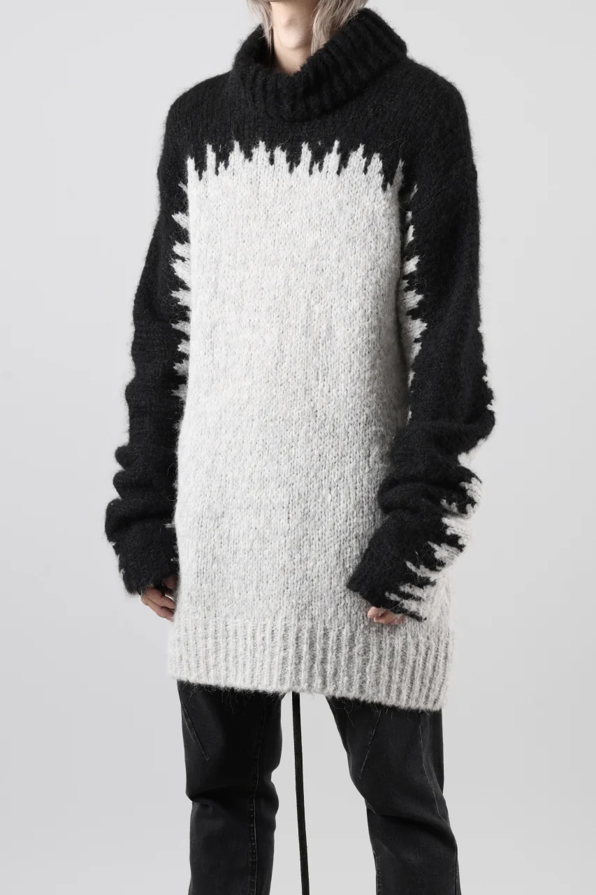 thom/krom MOCK NECK KNIT PULLOVER / ALPACA WOOL (BLACK x GREY) - Image 32