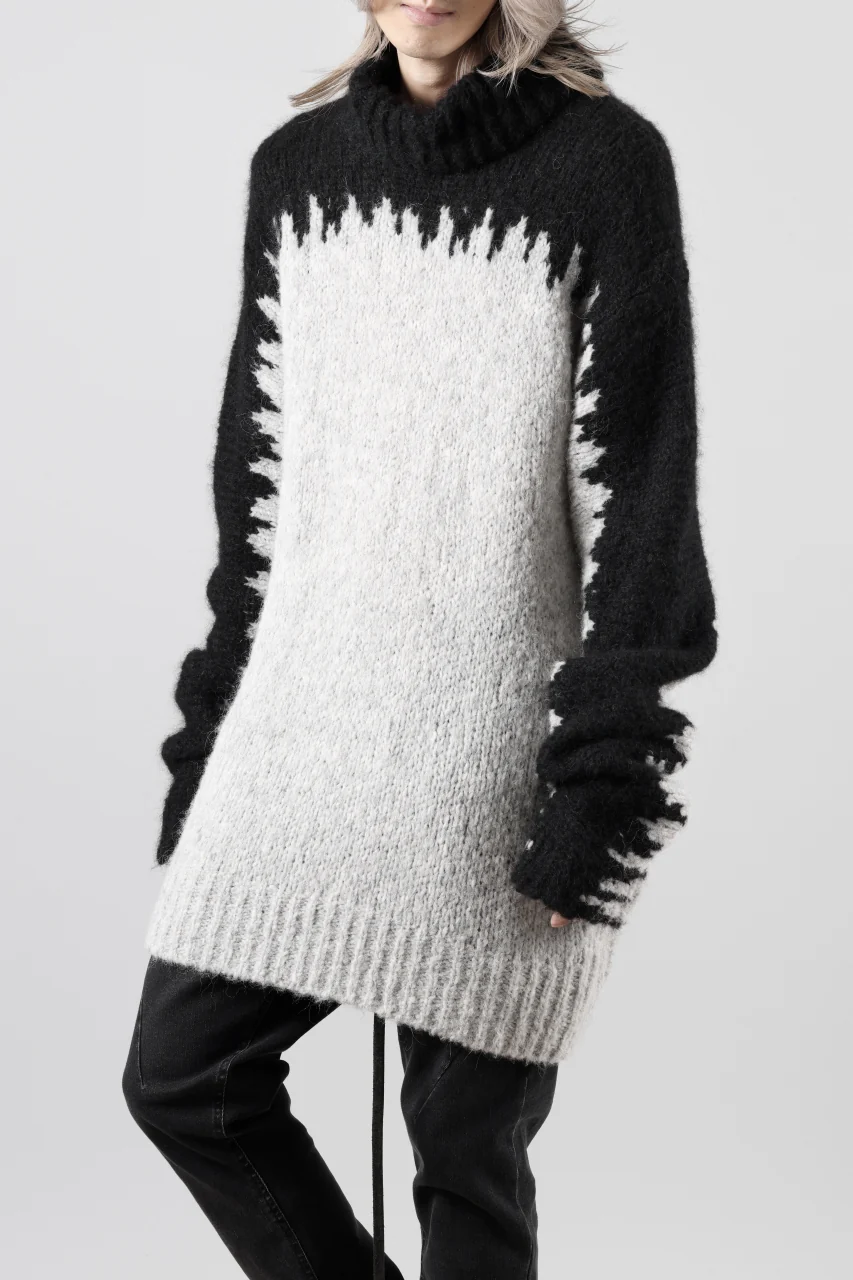 thom/krom MOCK NECK KNIT PULLOVER / ALPACA WOOL (BLACK x GREY) - Image 33