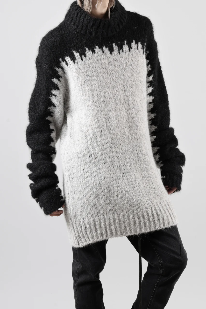 thom/krom MOCK NECK KNIT PULLOVER / ALPACA WOOL (BLACK x GREY) - Image 34
