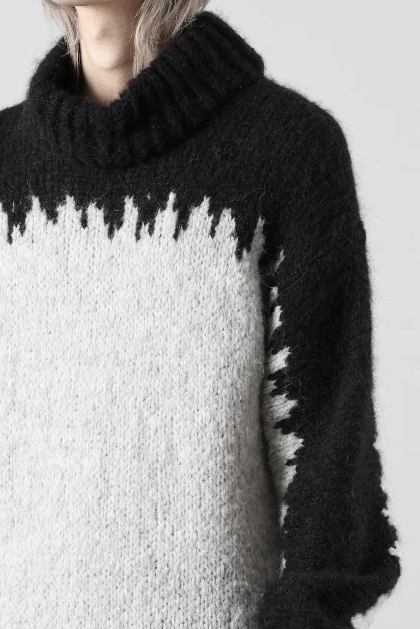 thom/krom MOCK NECK KNIT PULLOVER / ALPACA WOOL (BLACK x GREY) - Image 35