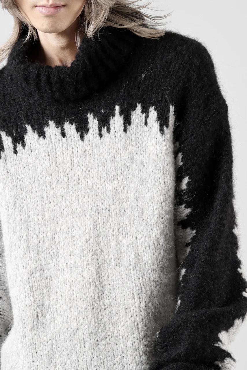 thom/krom MOCK NECK KNIT PULLOVER / ALPACA WOOL (BLACK x GREY) - Image 37