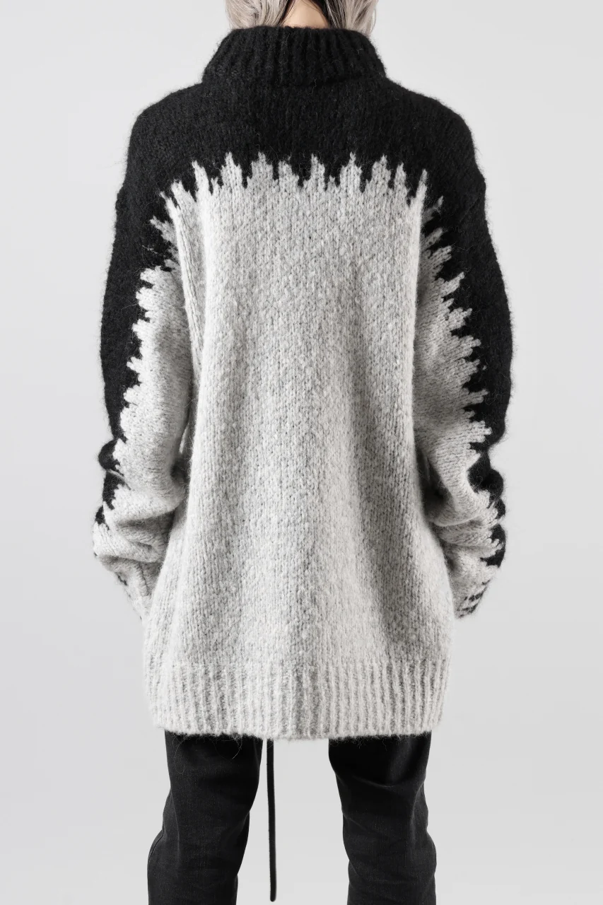 thom/krom MOCK NECK KNIT PULLOVER / ALPACA WOOL (BLACK x GREY) - Image 4