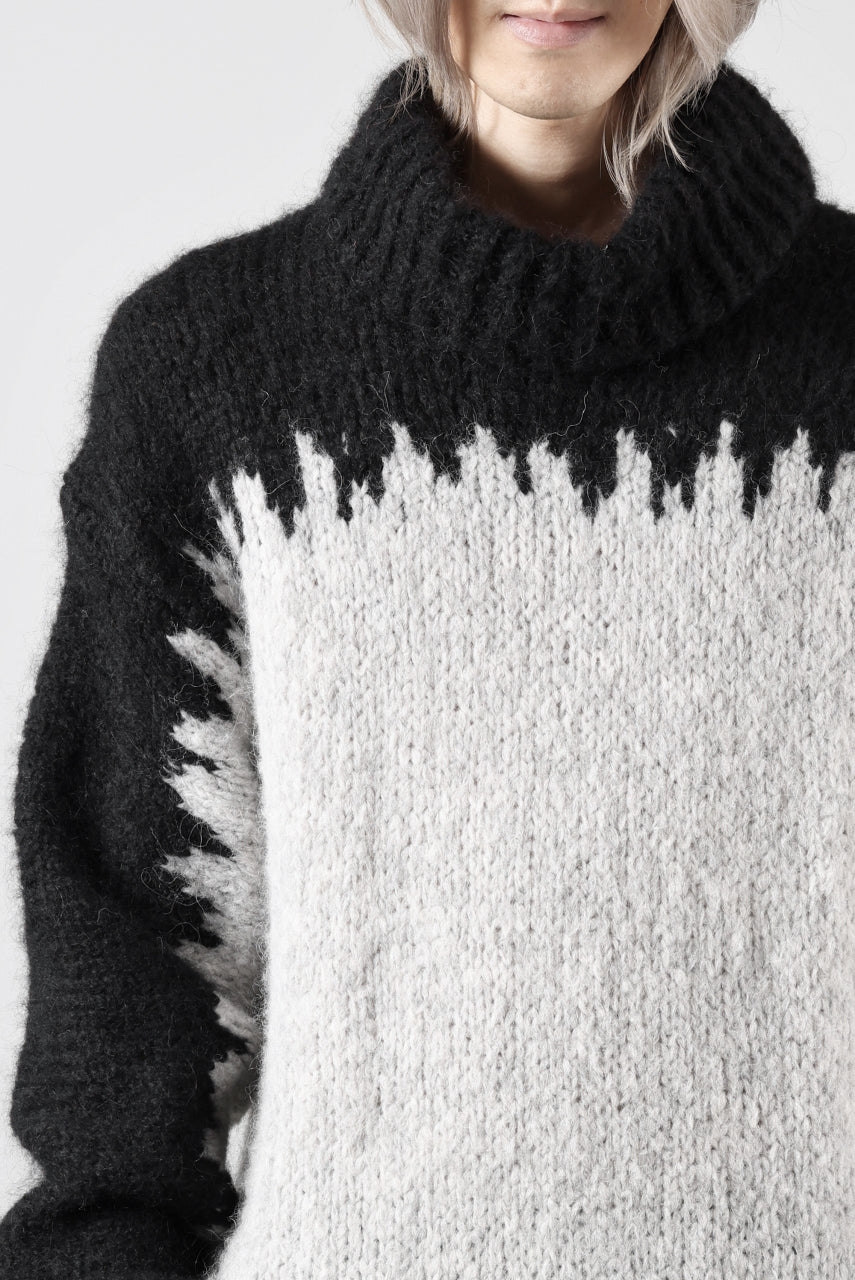 thom/krom MOCK NECK KNIT PULLOVER / ALPACA WOOL (BLACK x GREY) - Image 40