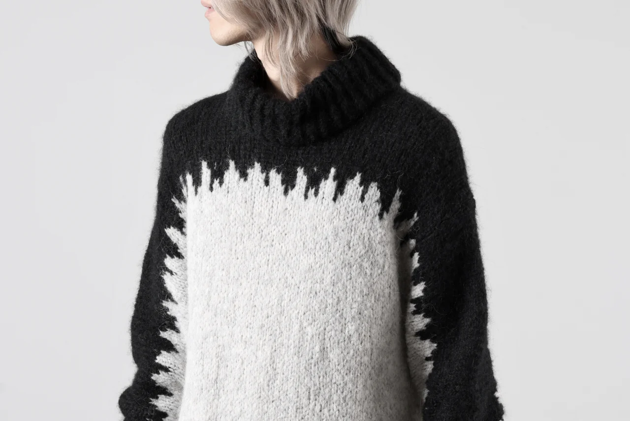 thom/krom MOCK NECK KNIT PULLOVER / ALPACA WOOL (BLACK x GREY) - Image 41