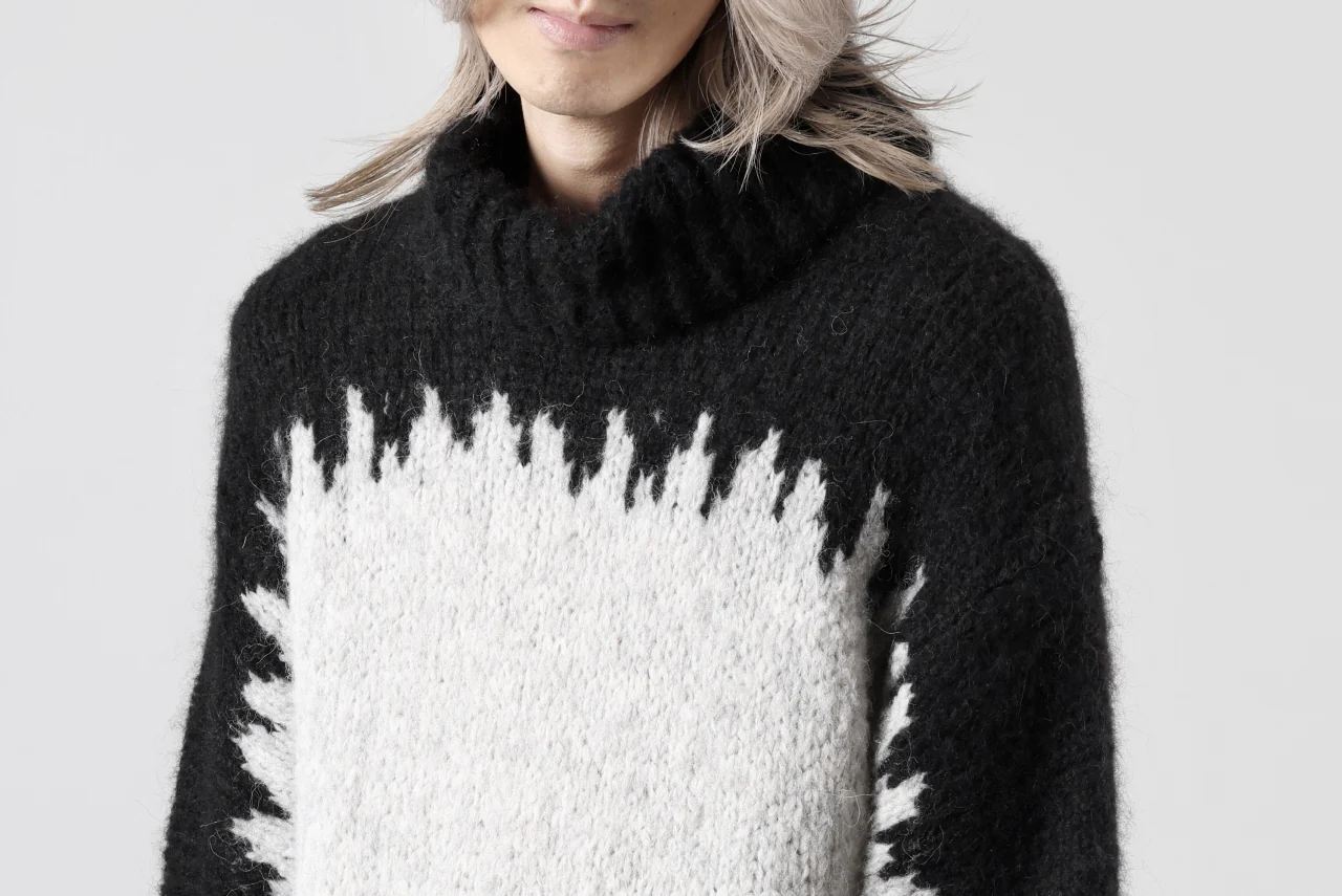 thom/krom MOCK NECK KNIT PULLOVER / ALPACA WOOL (BLACK x GREY) - Image 42
