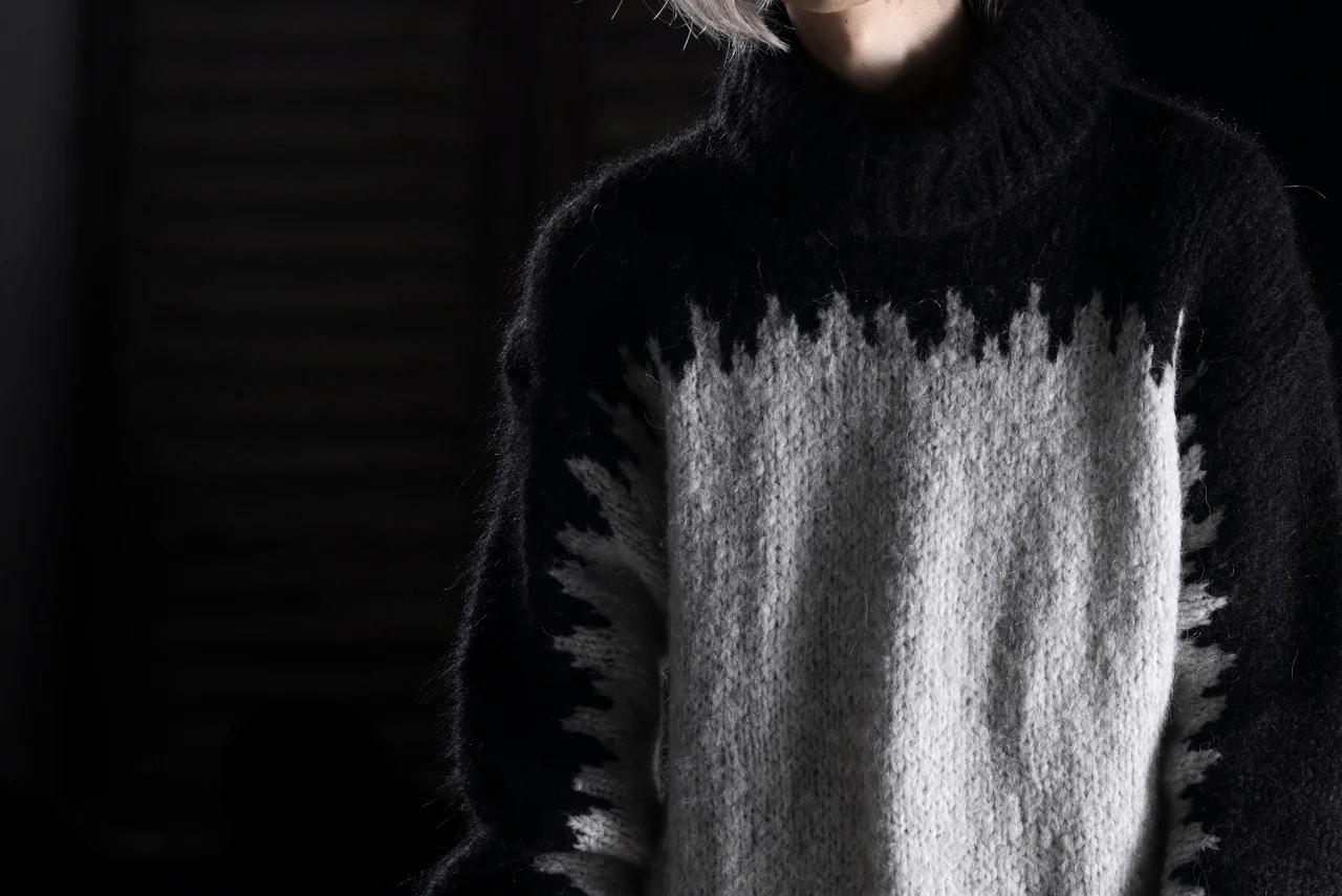 thom/krom MOCK NECK KNIT PULLOVER / ALPACA WOOL (BLACK x GREY) - Image 43