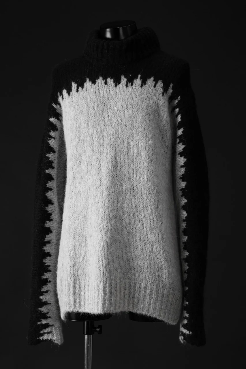 thom/krom MOCK NECK KNIT PULLOVER / ALPACA WOOL (BLACK x GREY) - Image 5