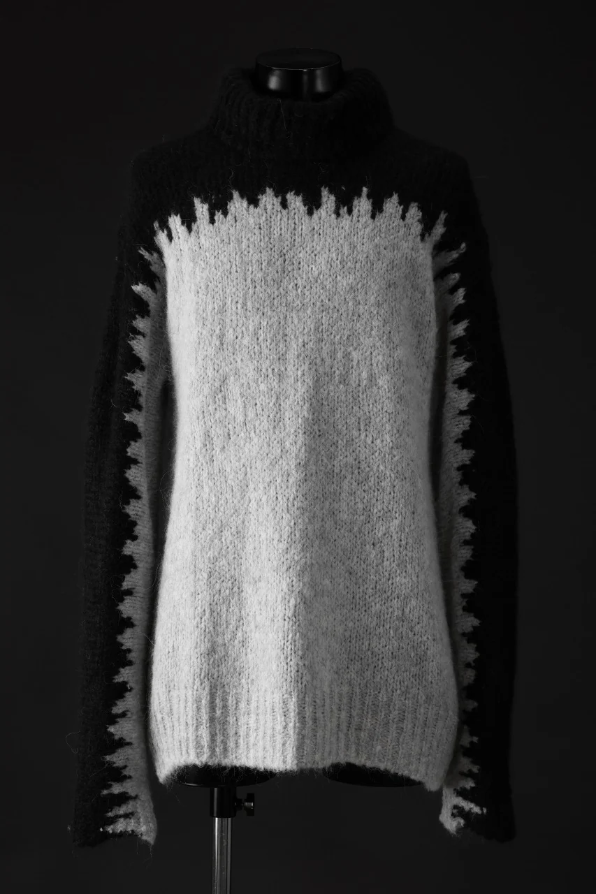 thom/krom MOCK NECK KNIT PULLOVER / ALPACA WOOL (BLACK x GREY) - Image 6